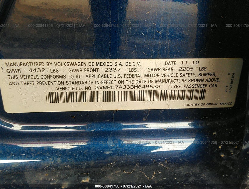 3VWPL7AJ3BM648533