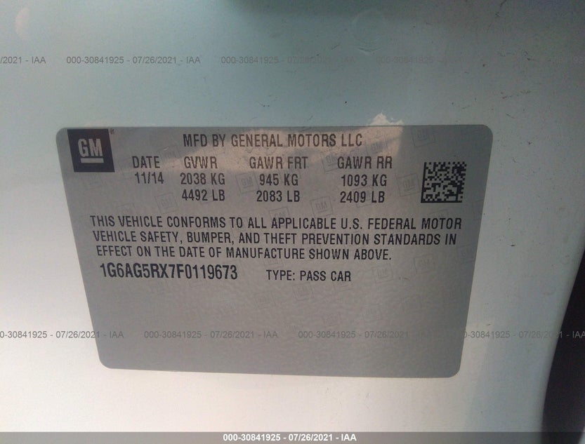 1G6AG5RX7F0119673