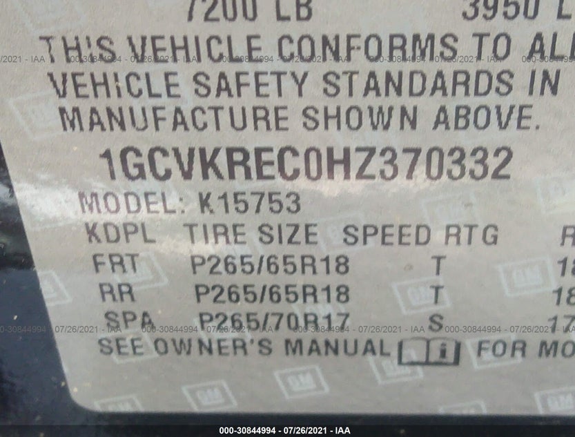 1GCVKREC0HZ370332