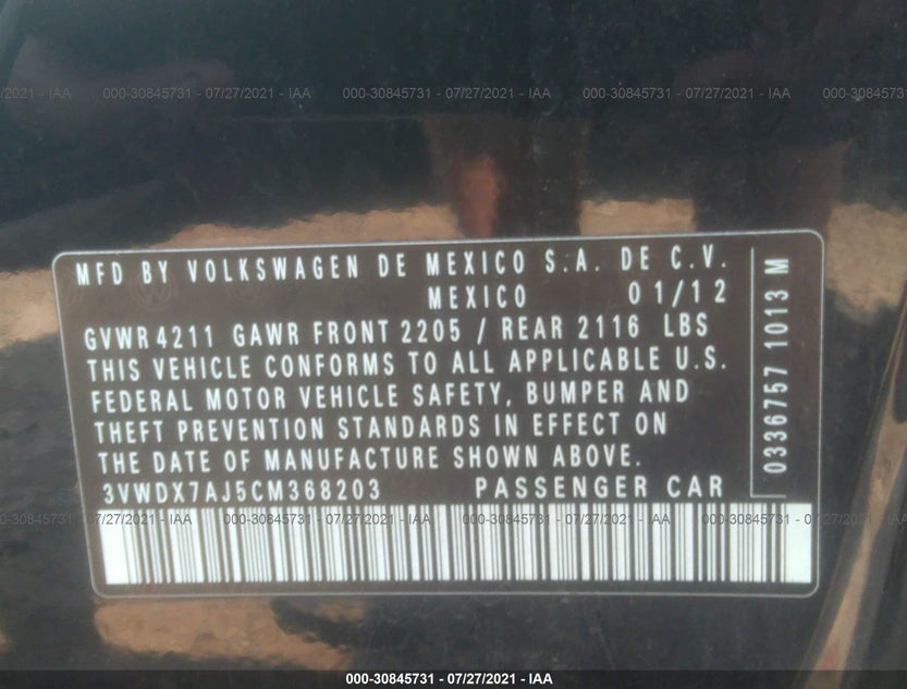 3VWDX7AJ5CM368203