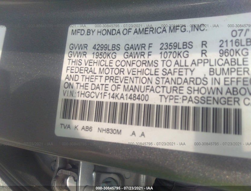1HGCV1F14KA148400