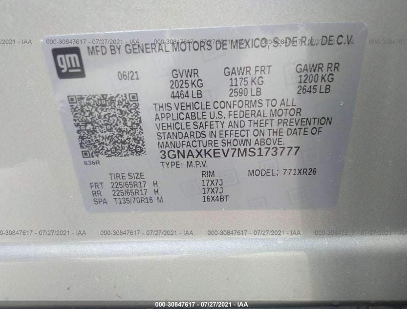 3GNAXKEV7MS173777