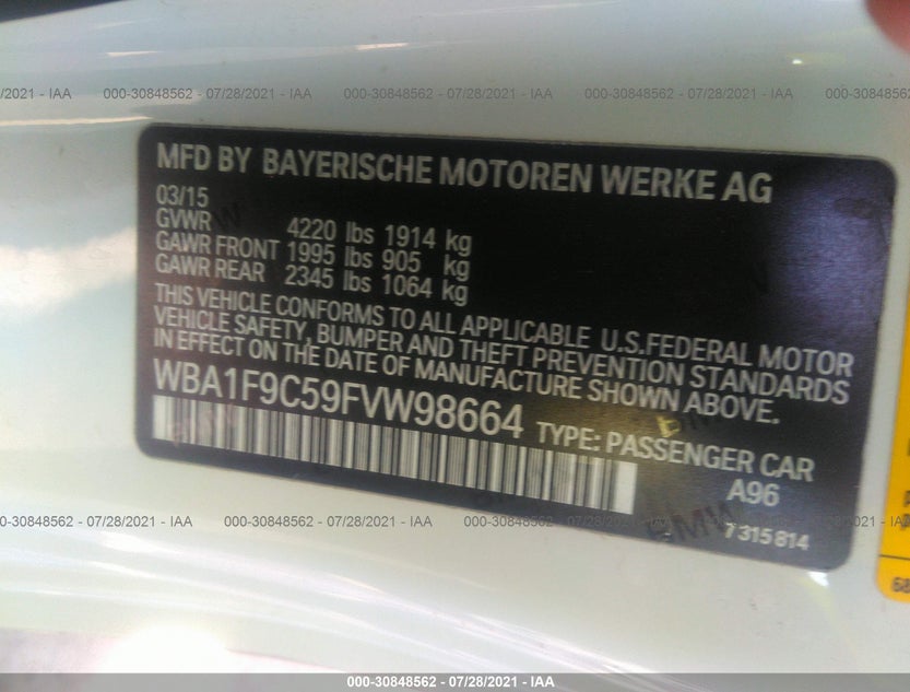 WBA1F9C59FVW98664