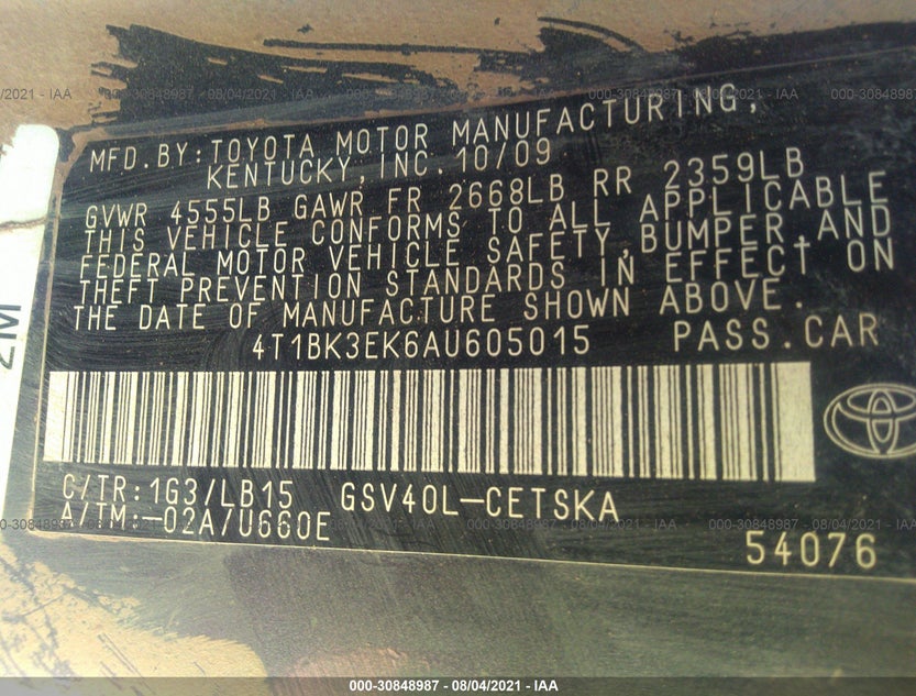 4T1BK3EK6AU605015