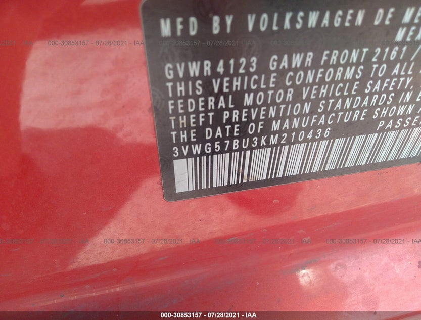 3VWG57BU3KM210436