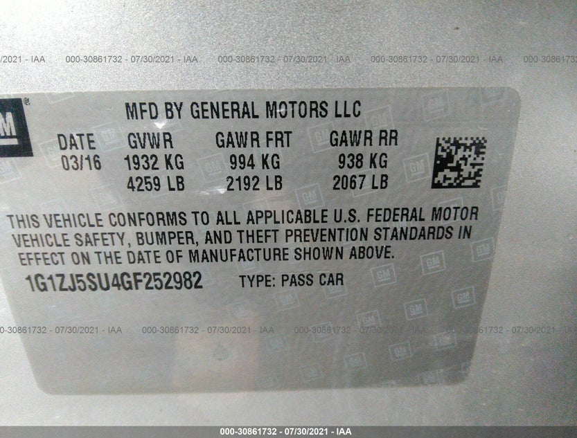 1G1ZJ5SU4GF252982