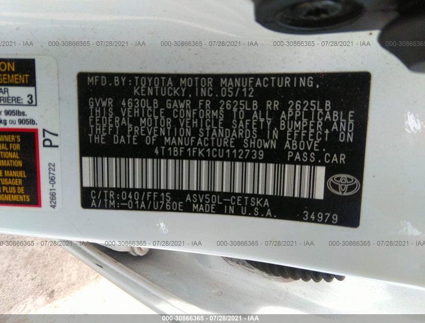 4T1BF1FK1CU112739