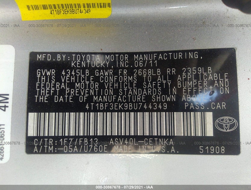 4T1BF3EK9BU744349
