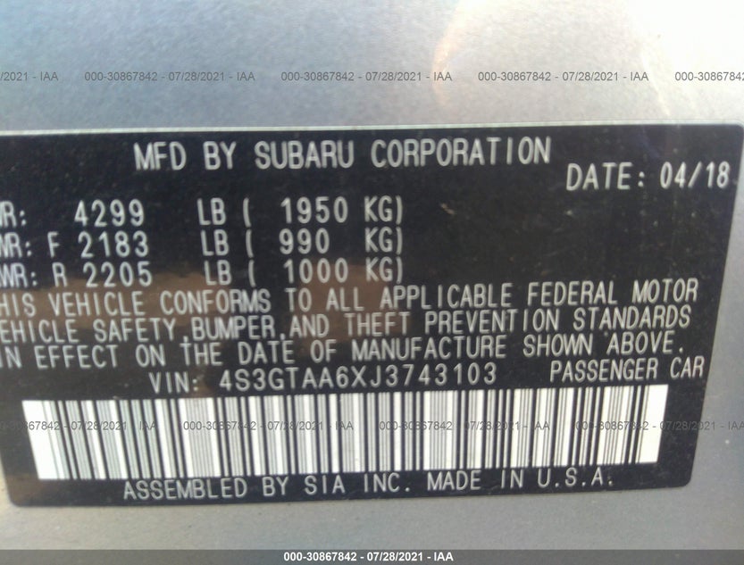 4S3GTAA6XJ3743103