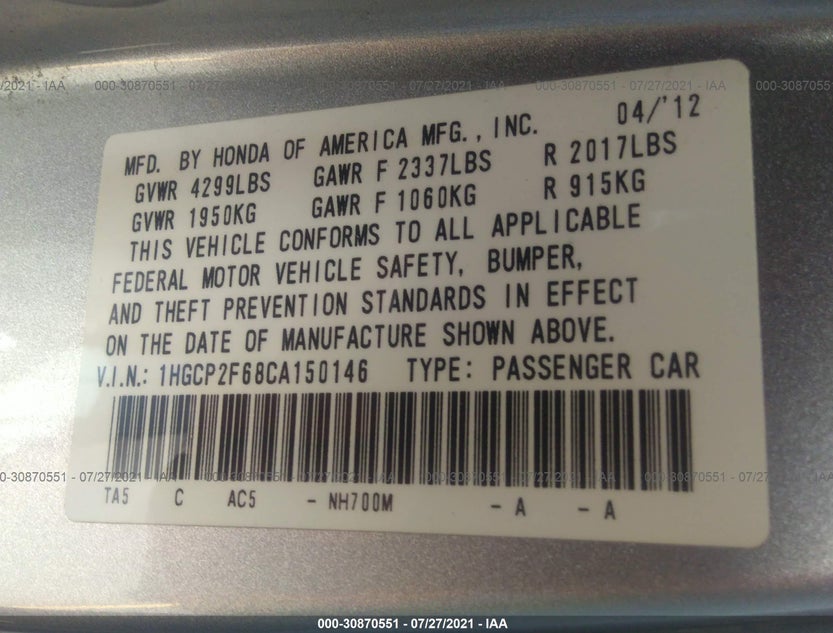 1HGCP2F68CA150146