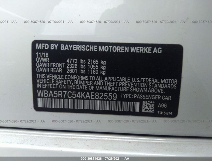 WBA5R7C54KAE82559