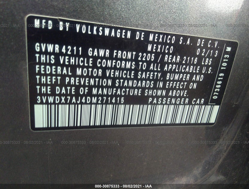 3VWDX7AJ4DM271415