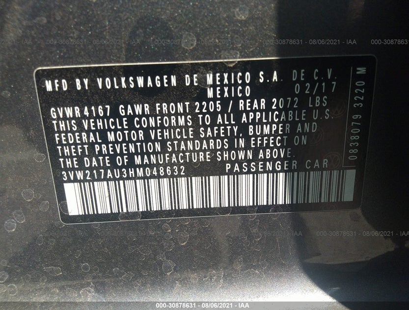 3VW217AU3HM048632