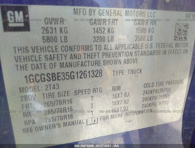 1GCGSBE35G1261328