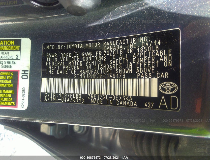 2T1BURHE3EC146178