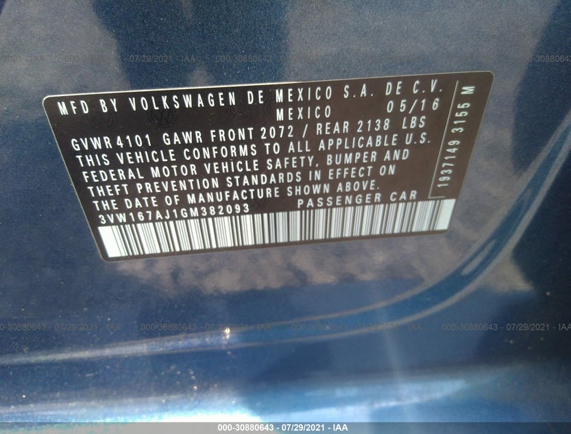 3VW167AJ1GM382093