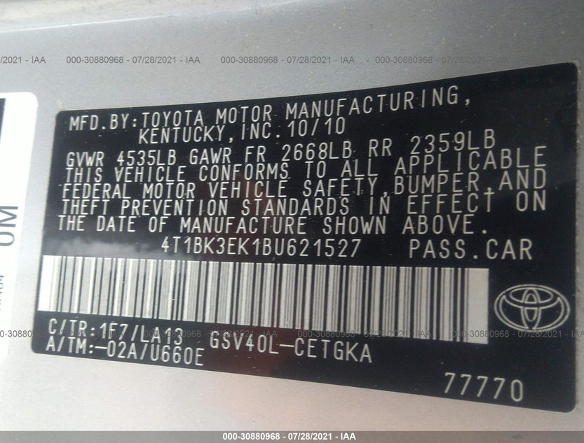 4T1BK3EK1BU621527
