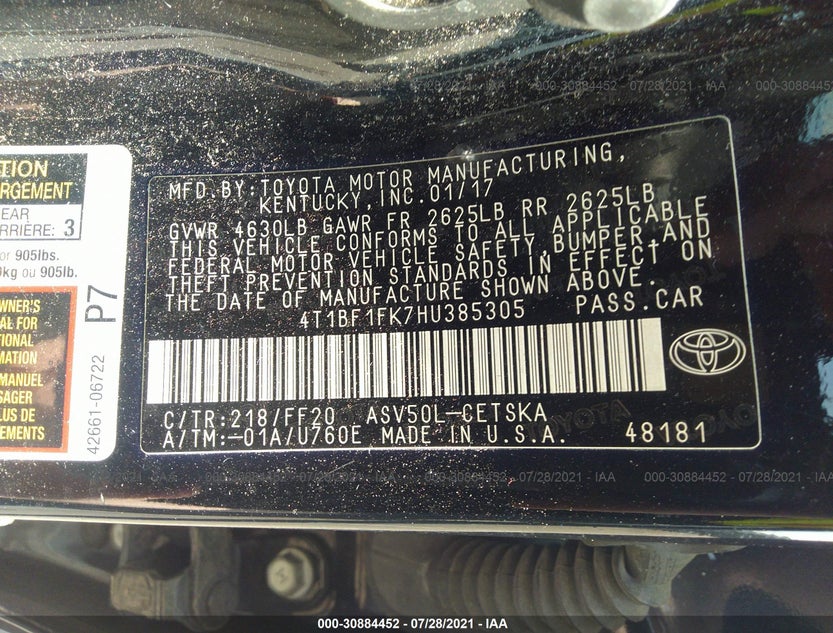 4T1BF1FK7HU385305