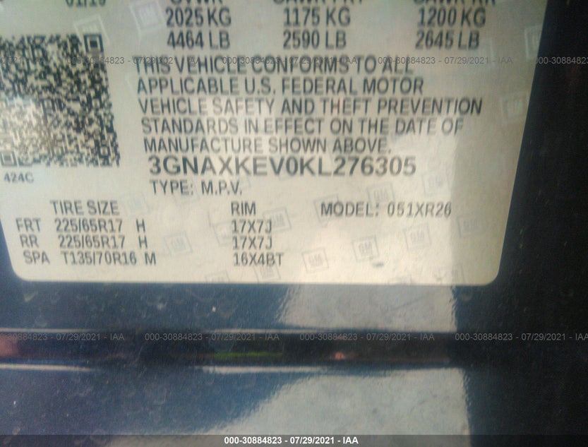 3GNAXKEV0KL276305