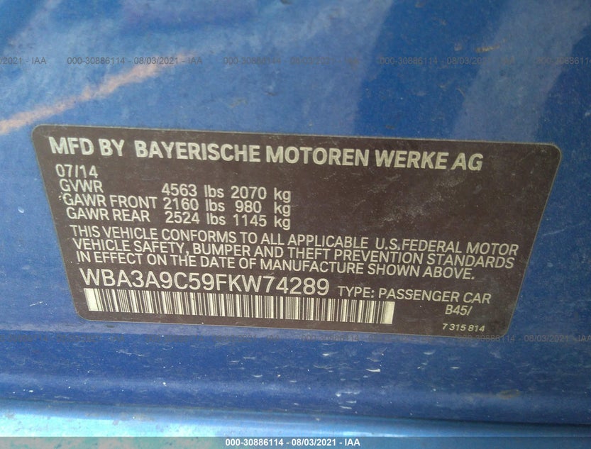 WBA3A9C59FKW74289
