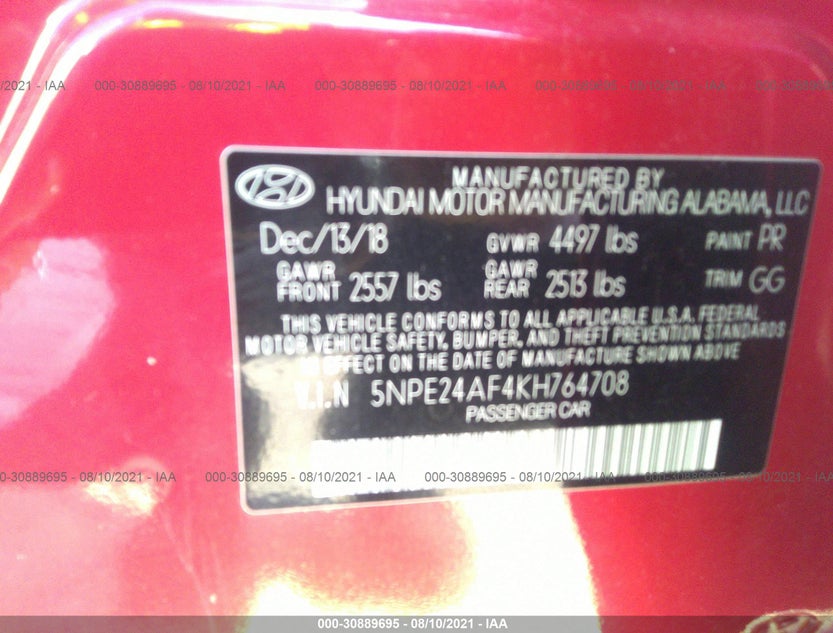 5NPE24AF4KH764708