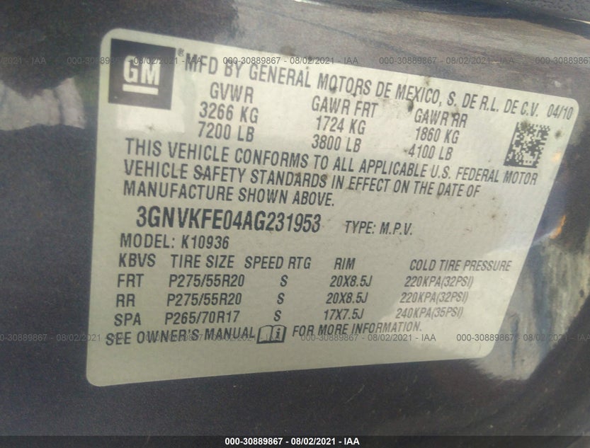 3GNVKFE04AG231953