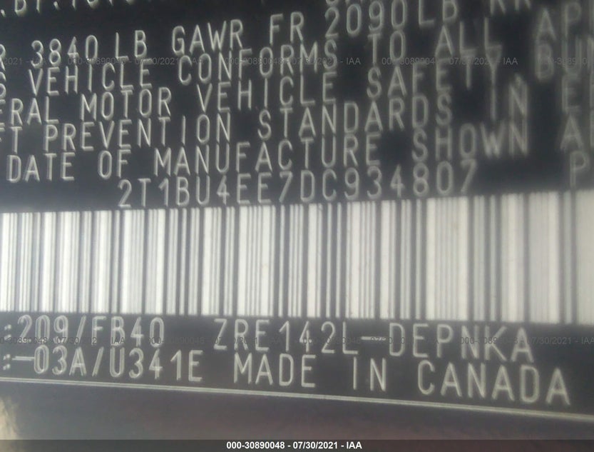 2T1BU4EE7DC934807