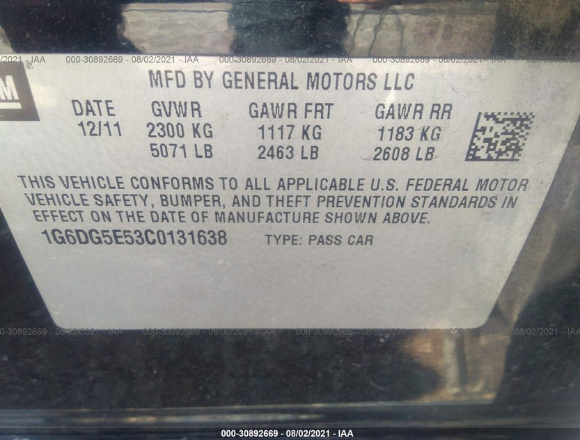 1G6DG5E53C0131638