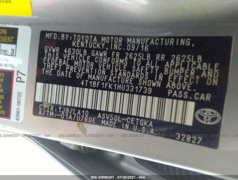 4T1BF1FK1HU331739