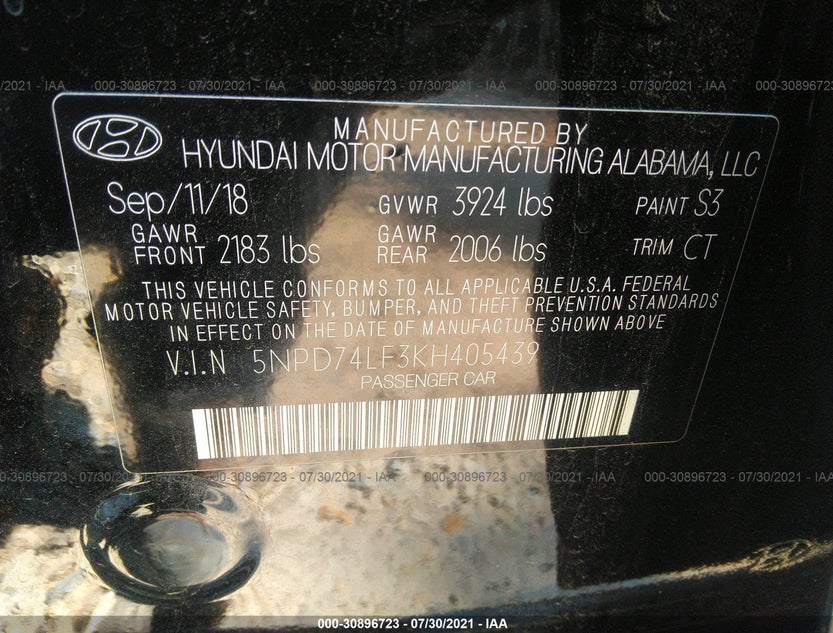 5NPD74LF3KH405439