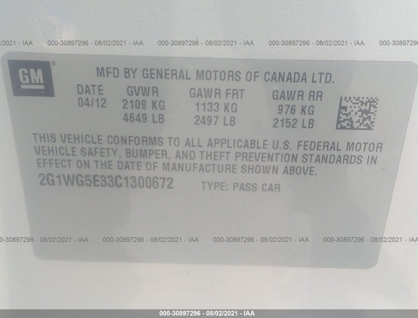 2G1WG5E33C1300672