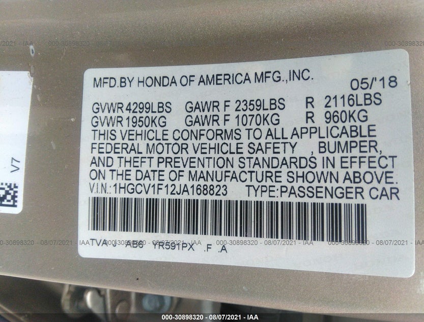 1HGCV1F12JA168823