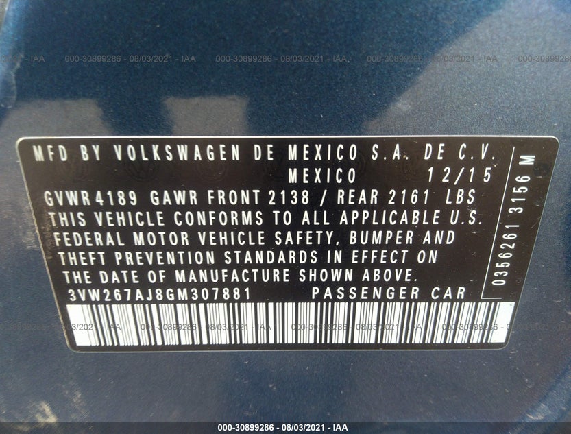 3VW267AJ8GM307881