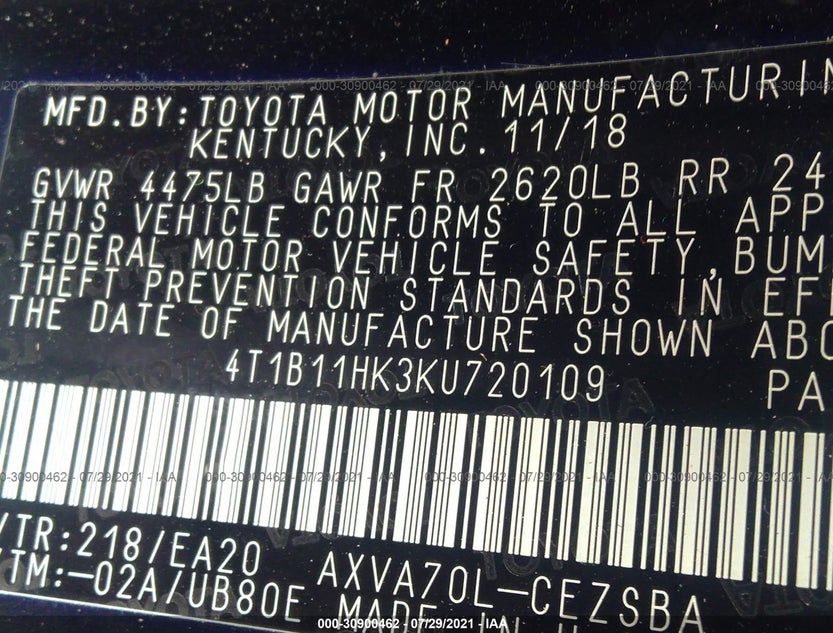 4T1B11HK3KU720109