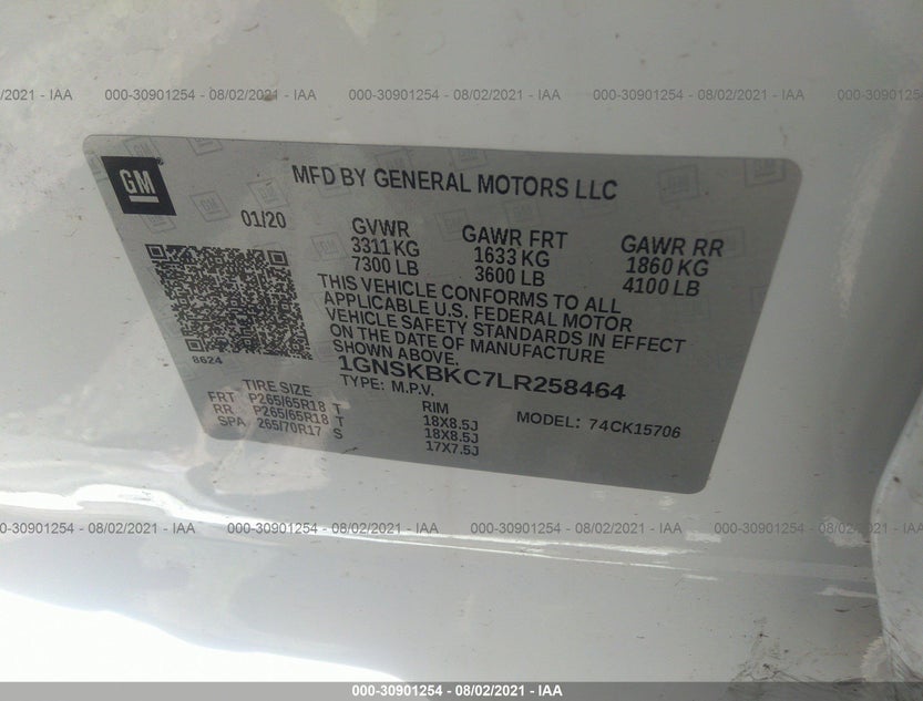 1GNSKBKC7LR258464