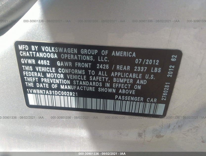 1VWBN7A31DC002921