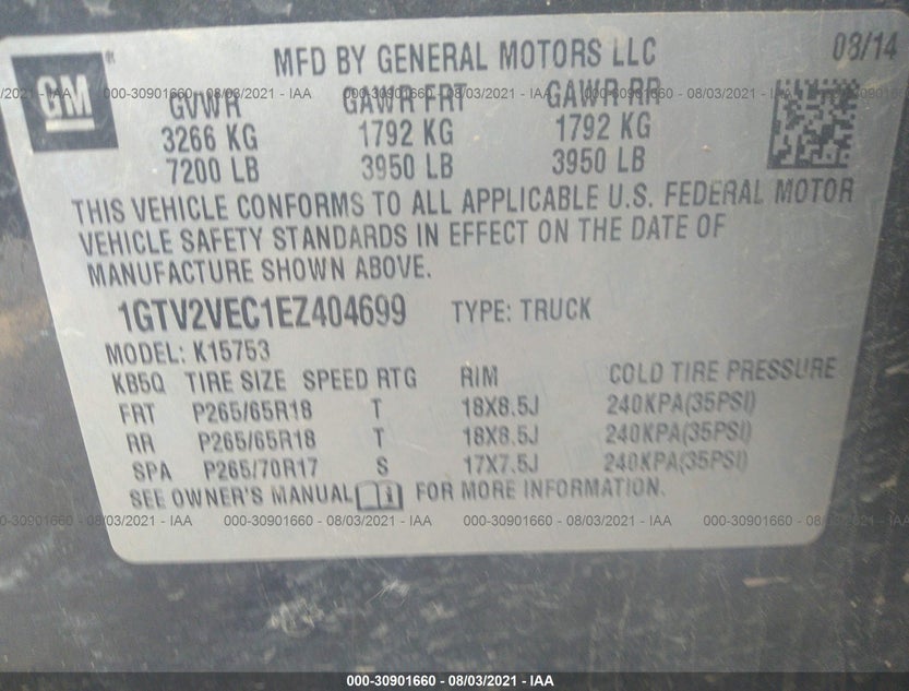 1GTV2VEC1EZ404699