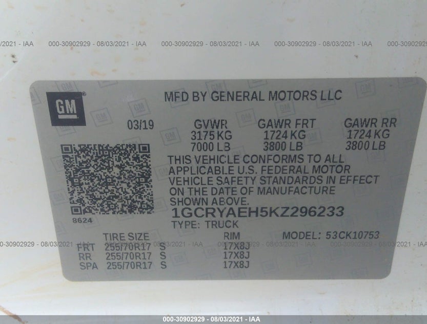 1GCRYAEH5KZ296233