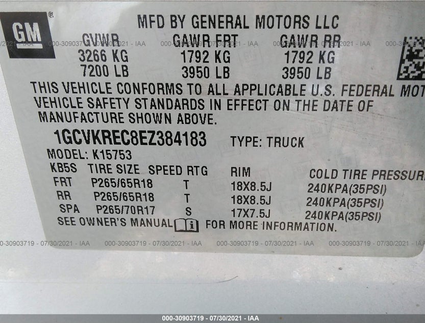 1GCVKREC8EZ384183