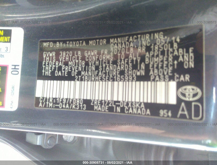 2T1BURHE5EC165993