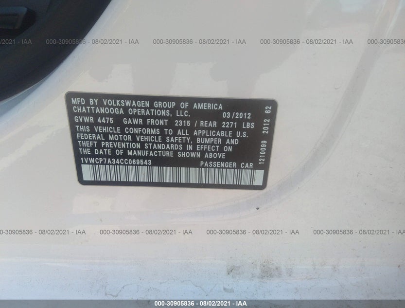 1VWCP7A34CC069543