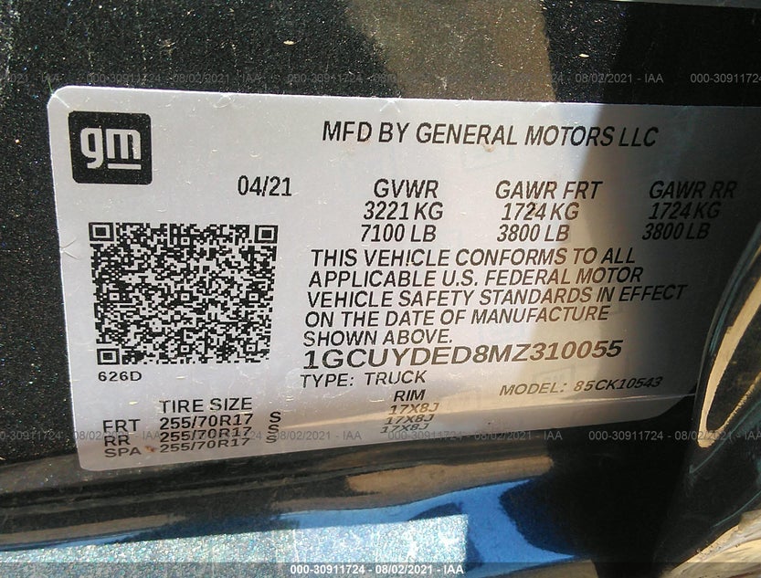 1GCUYDED8MZ310055