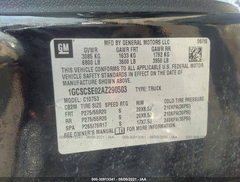 1GCSCSE02AZ290503