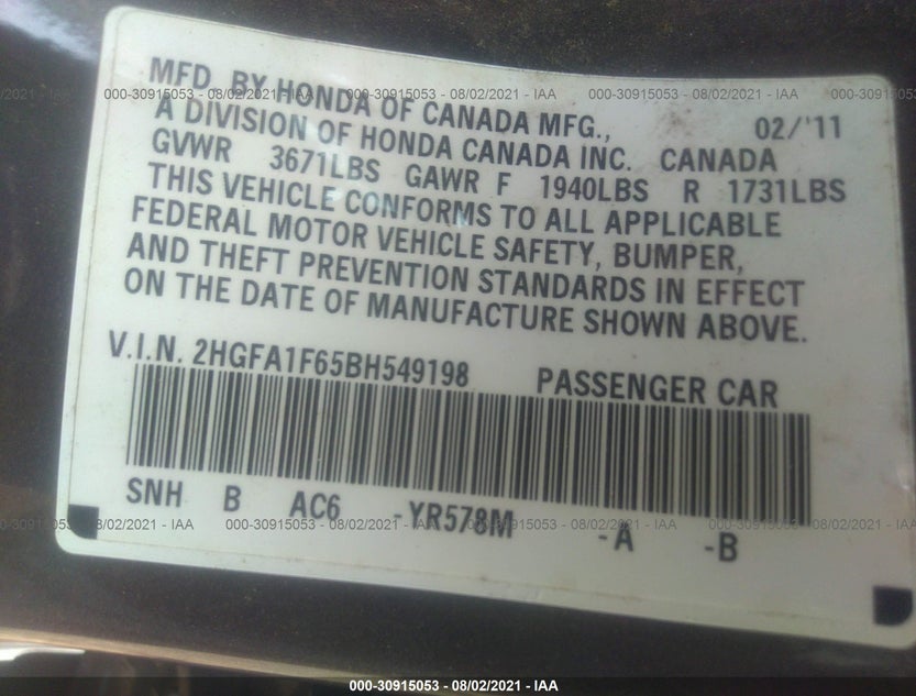 2HGFA1F65BH549198