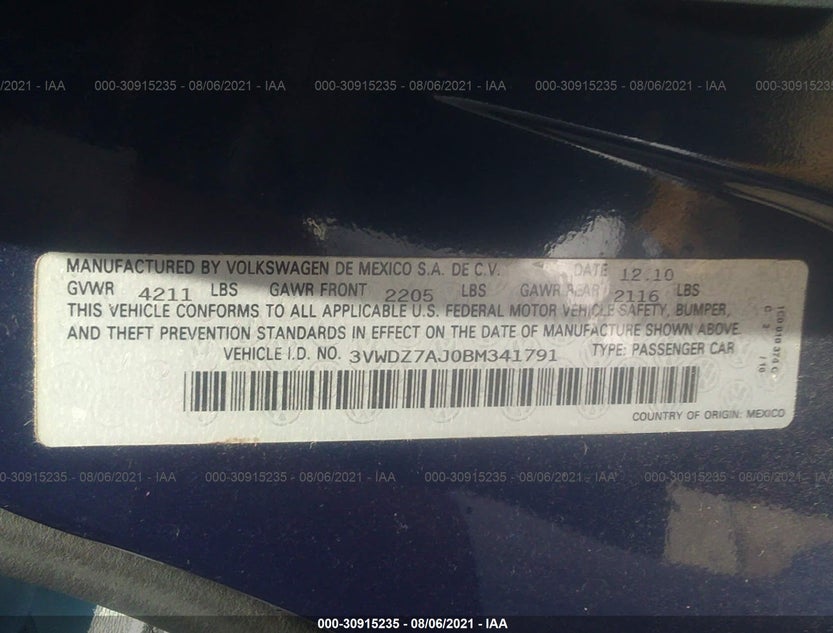 3VWDZ7AJ0BM341791