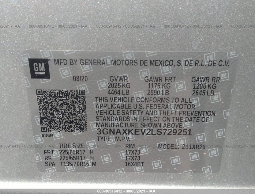 3GNAXKEV2LS729251