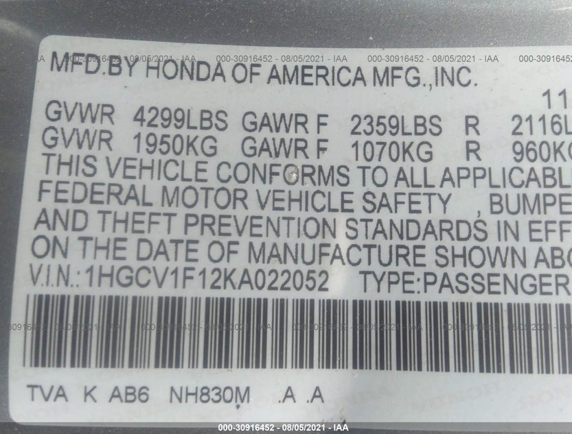 1HGCV1F12KA022052