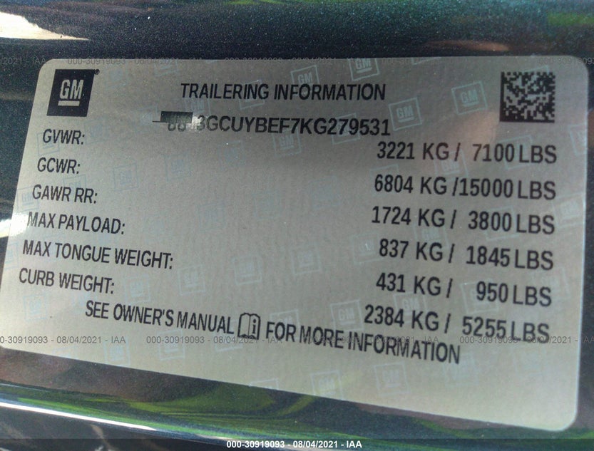3GCUYBEF7KG279531