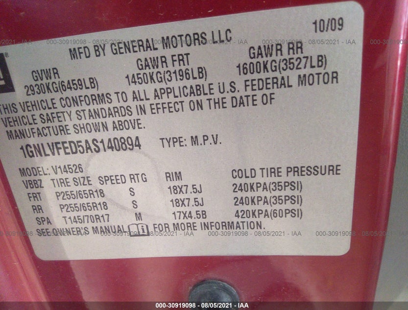 1GNLVFED5AS140894