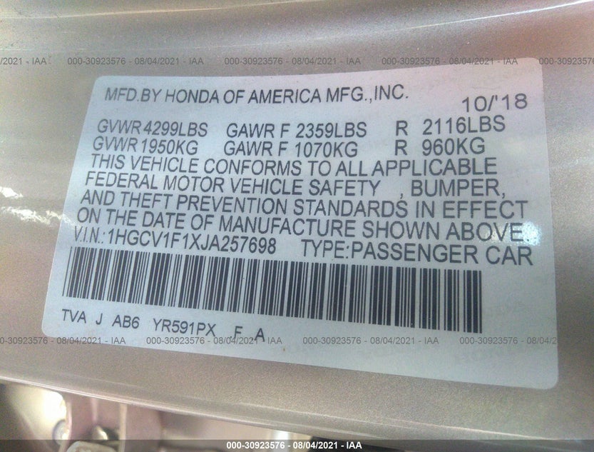 1HGCV1F1XJA257698